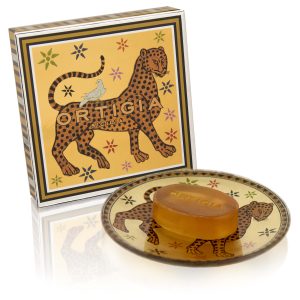 Ortigia Ambra Nera Glass Plate and Soap