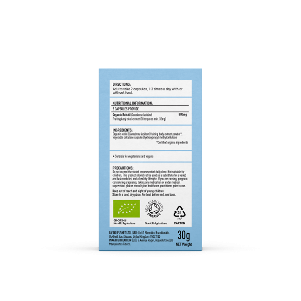 Mushrooms For Life Organic Reishi 60 Capsules - Image 2